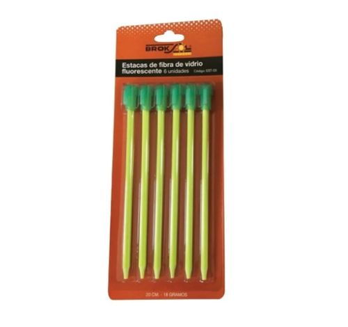 Estacas Fibra Vidrio Fluorescente Blister x6Uds. Broksol