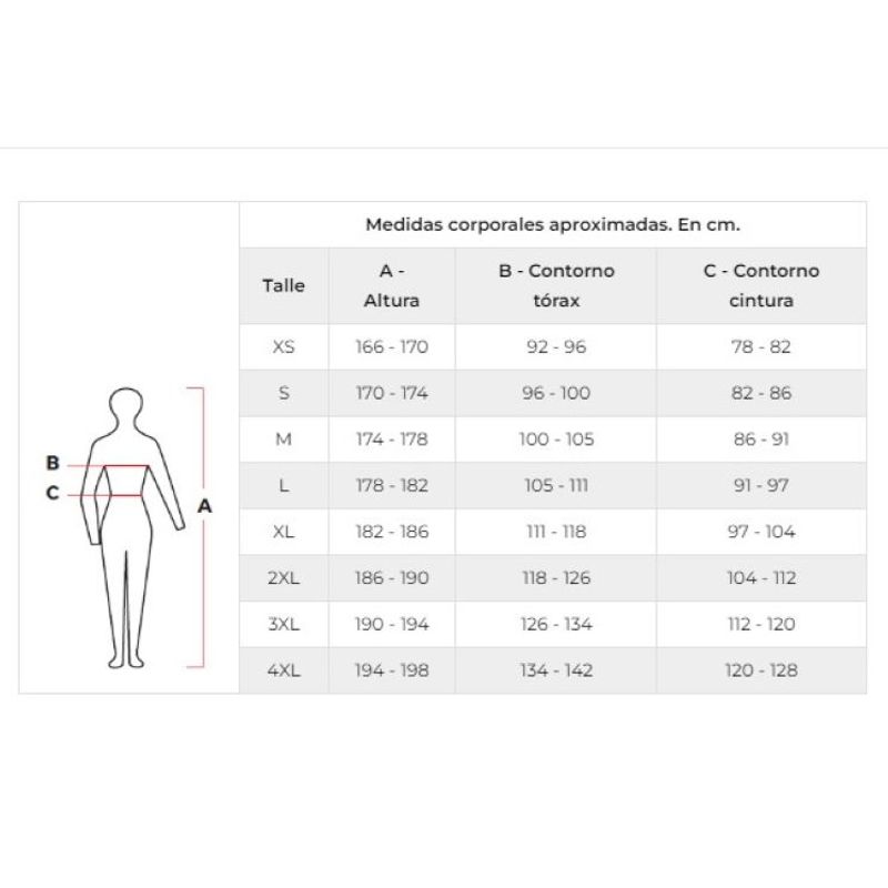 tabla de talle montagne hombre